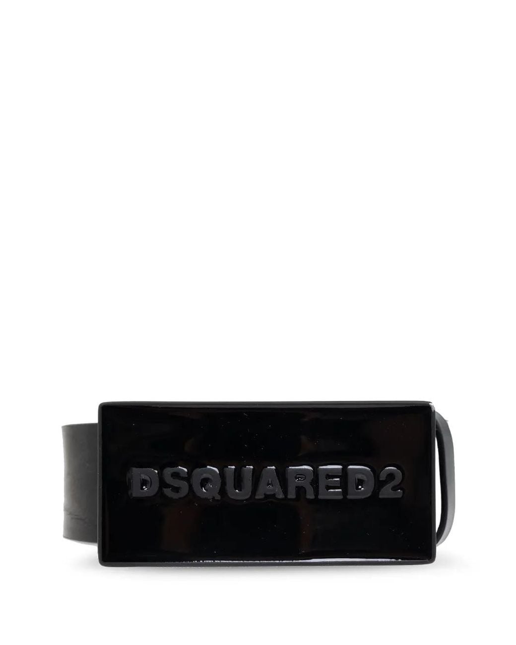 DSquared² Black Leather Belt With Rectangular Plaque Closure for men