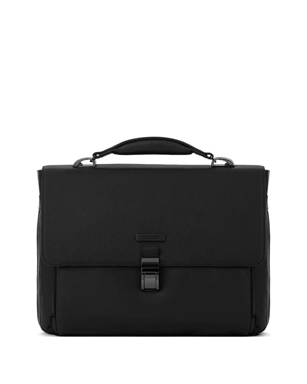 Piquadro Black 15.6" Expandable Leather Briefcase for men