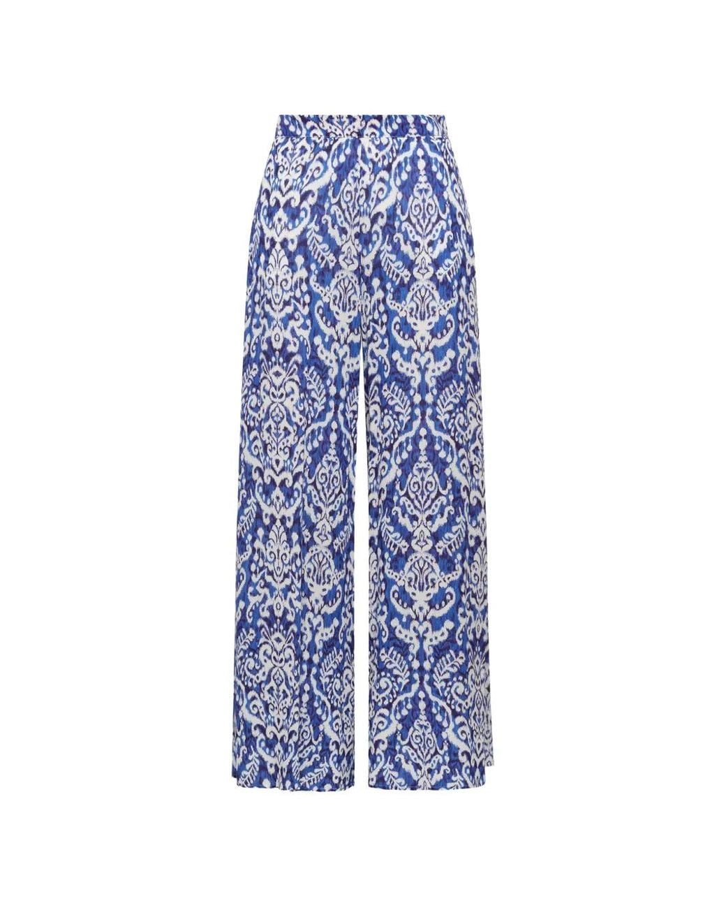 Maliparmi Blue Dreamscape Ikat Palazzo Pants