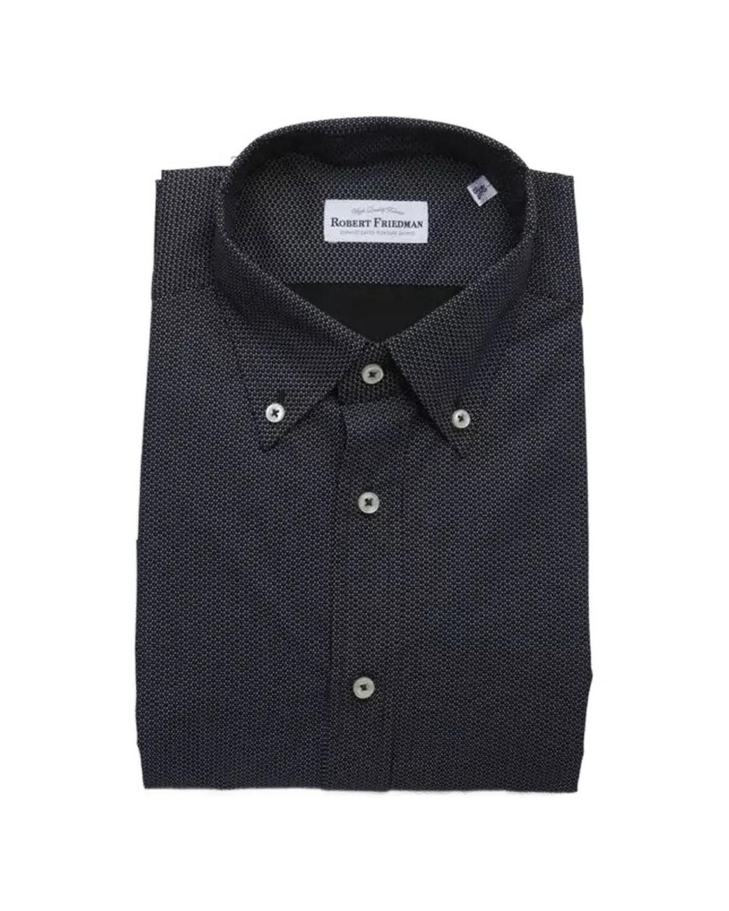 Robert Friedman Blue Patterned Button-Down Shirt for men