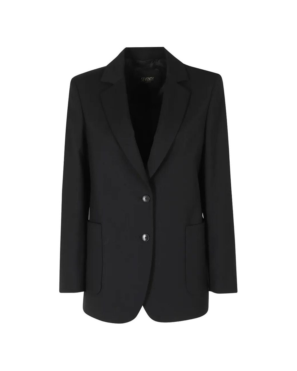 Seventy Black Single-Breasted Patch-Pocket Blazer