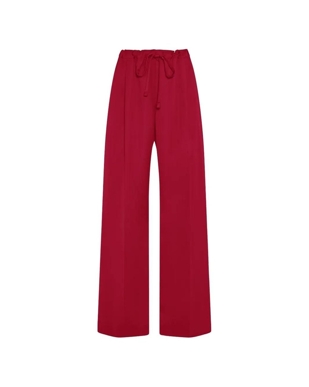 Another Tomorrow Red Drawstring Pleated Trousers