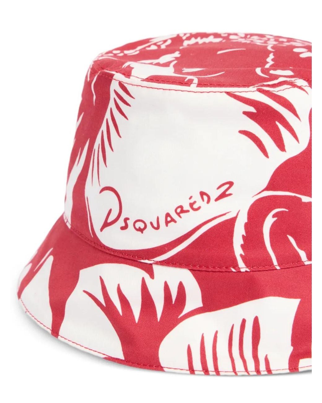 DSquared² Red Dancing Flowers Bucket Hat
