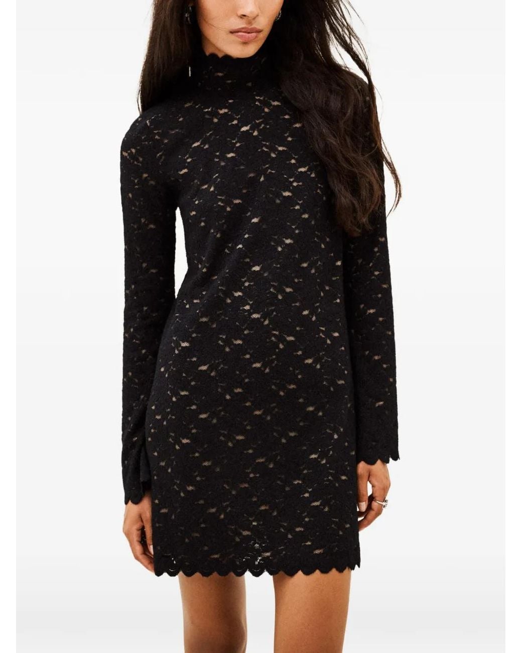 Ba&sh Black Learia Scalloped Lace Mini Dress