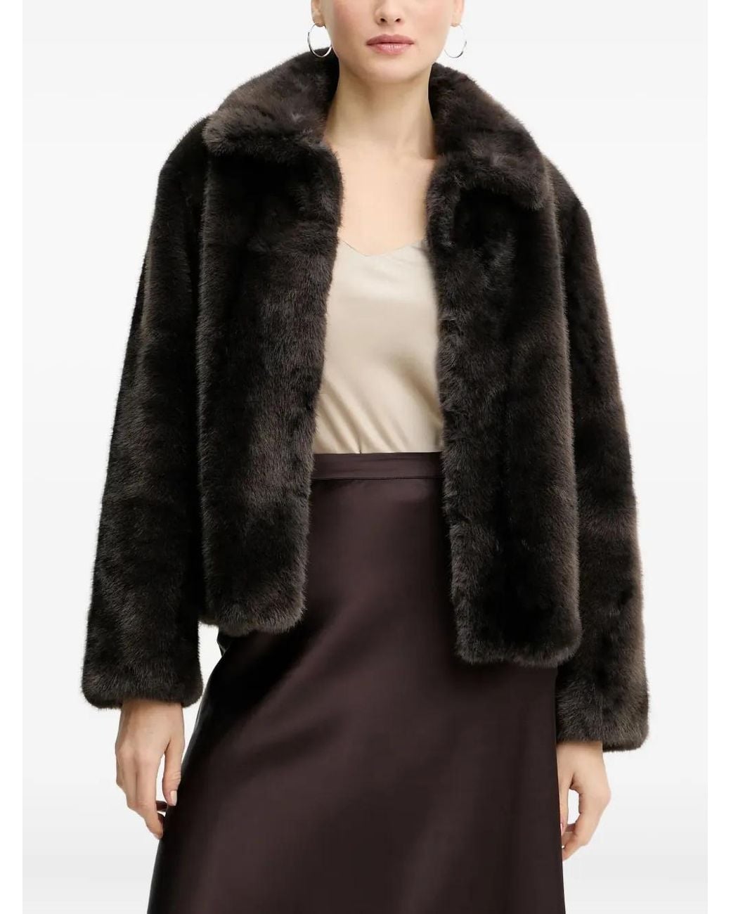 Silvian Heach Black Faux-Fur Coat