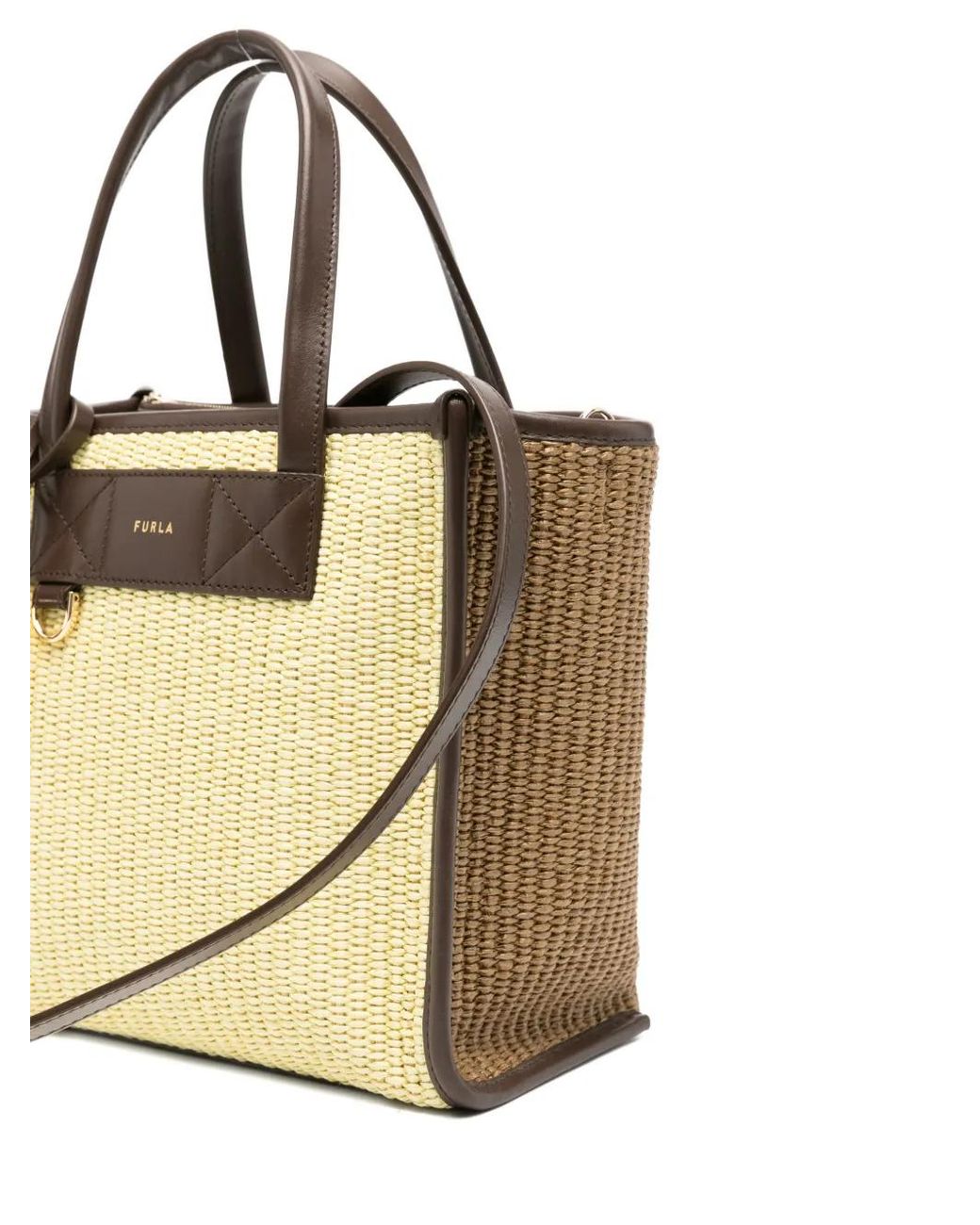Furla Natural Petit Sac Cabas Divide It À Design Tressé