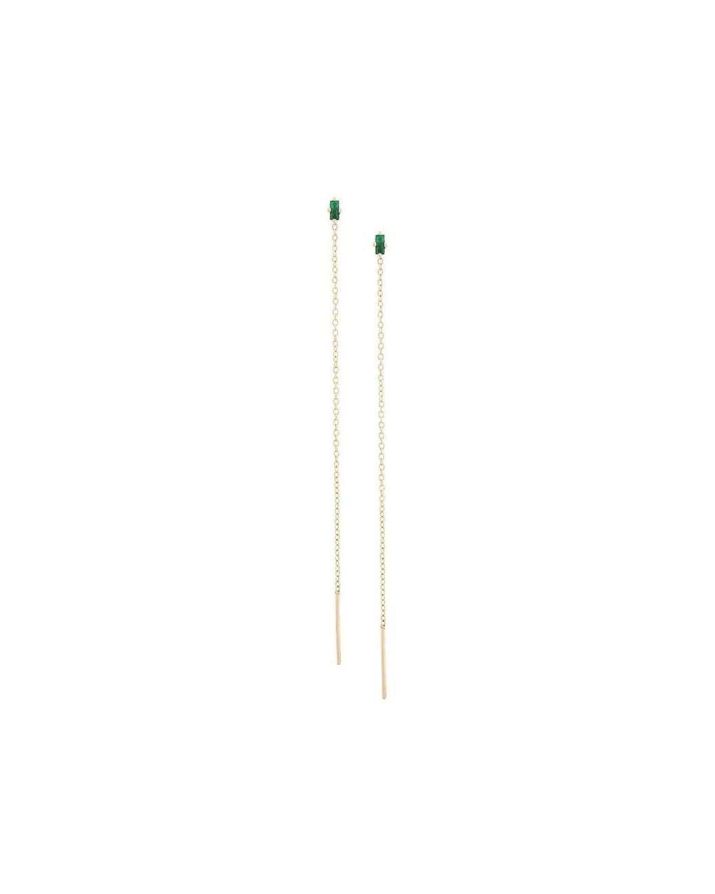 Lizzie Mandler Metallic 18K Floating Thread Emerald Earrings
