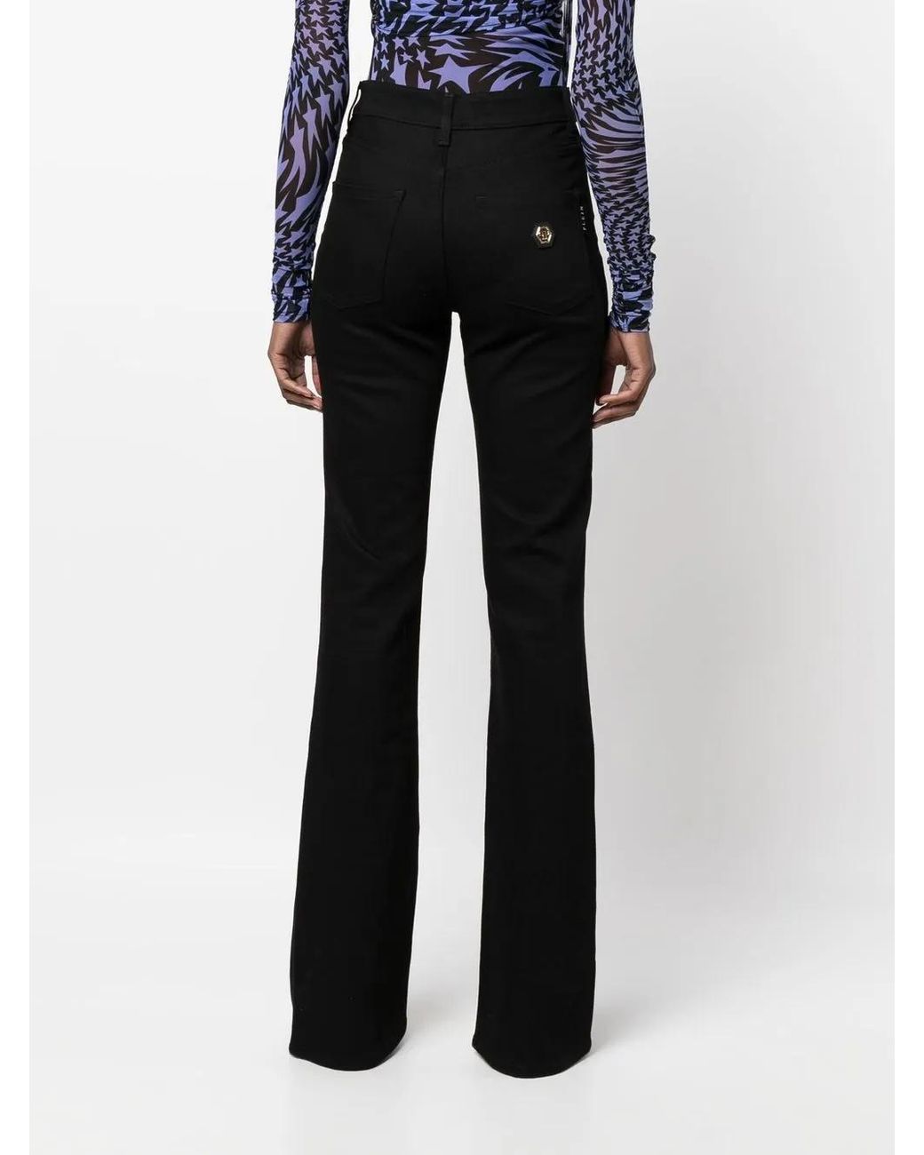 Philipp Plein Black High-waisted Flared Jeans