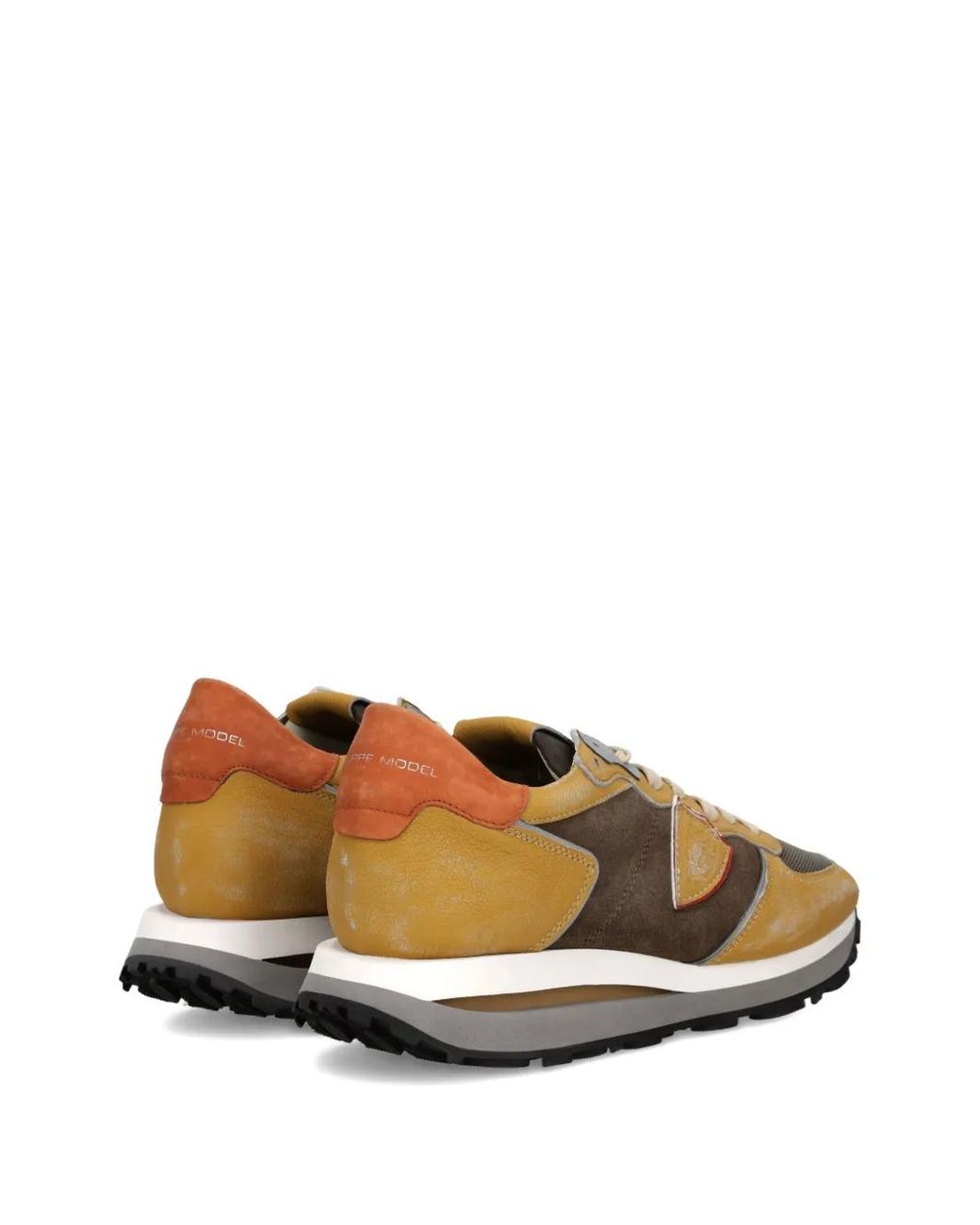 Philippe Model Brown Colour-Blocked Running Sneakers for men