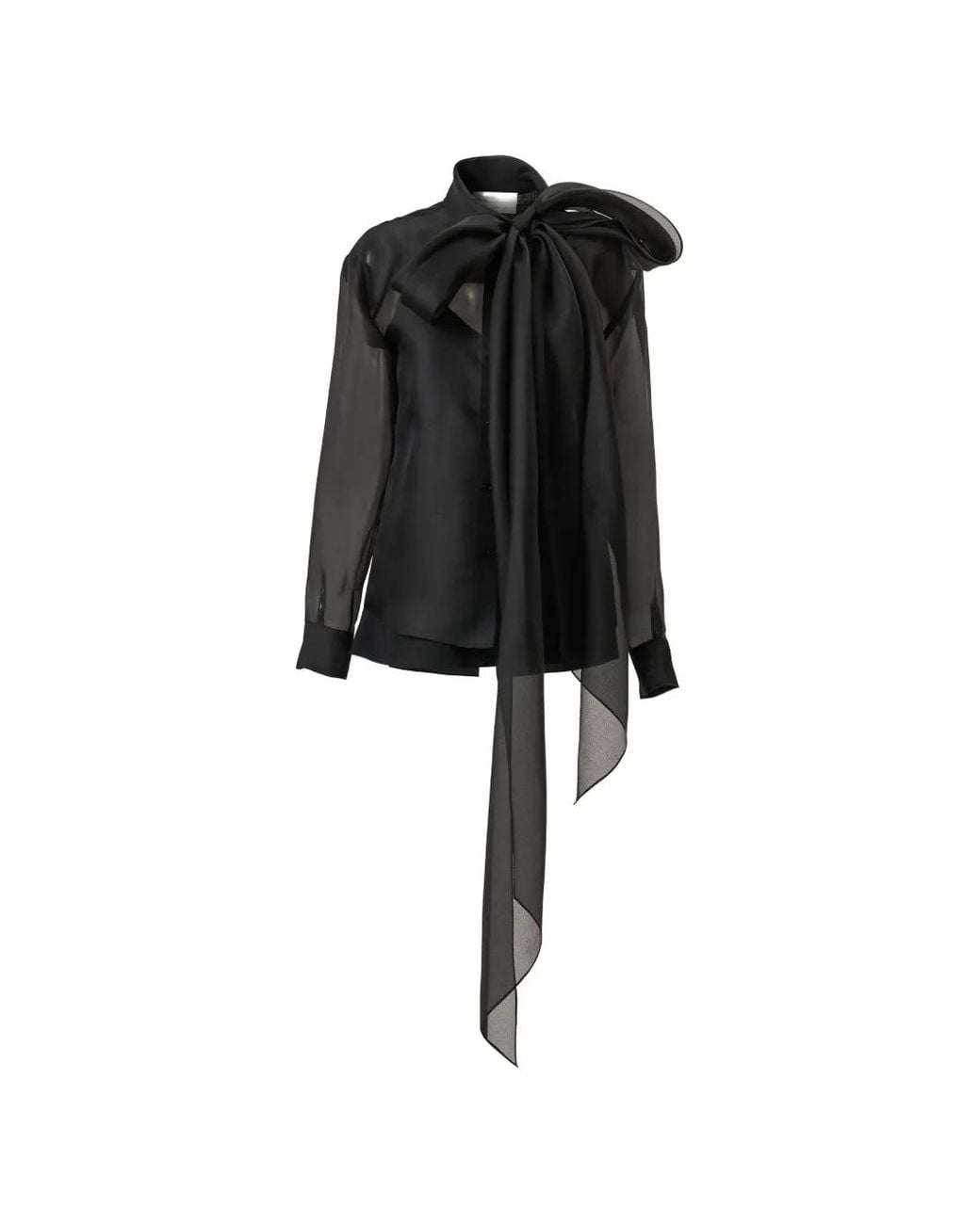 Carolina Herrera Black Bow-Detail Organza Shirt