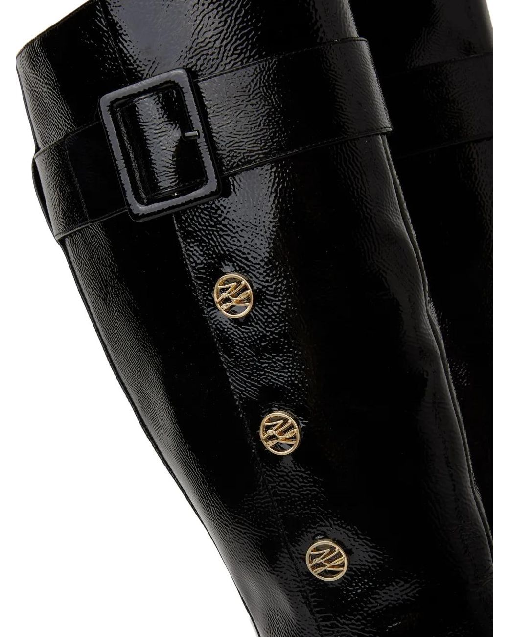Karl Lagerfeld Black Bottines En Cuir Verni À Boucle