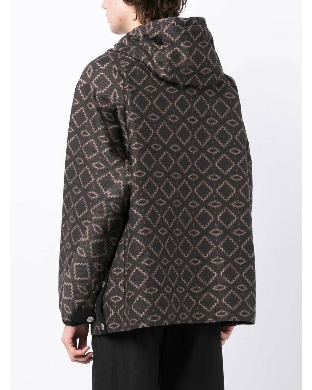 White Mountaineering Black Geometric Pattern Half-Zipped Jacket for men