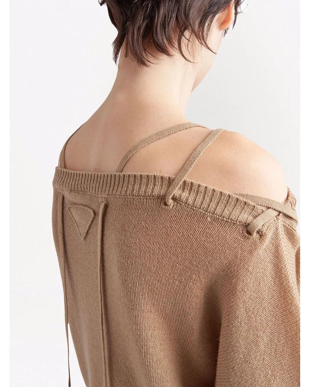 Prada Multicolor Tie-Fastening Off-Shoulder Jumper