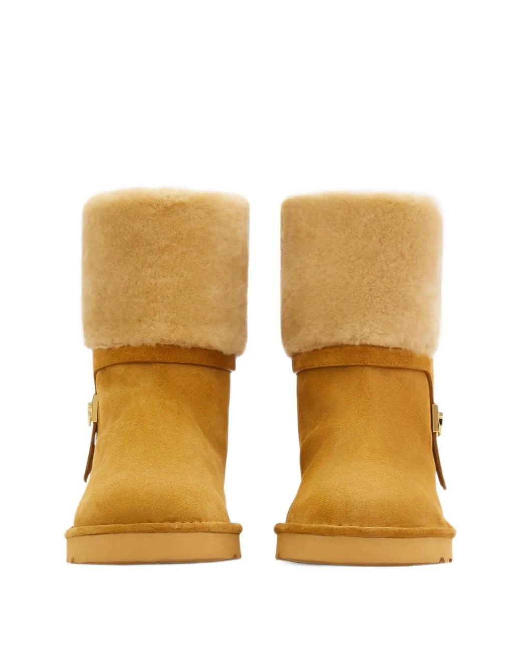 Ferragamo Brown Fur-Lined Pull-On Boots With Hug Buckle