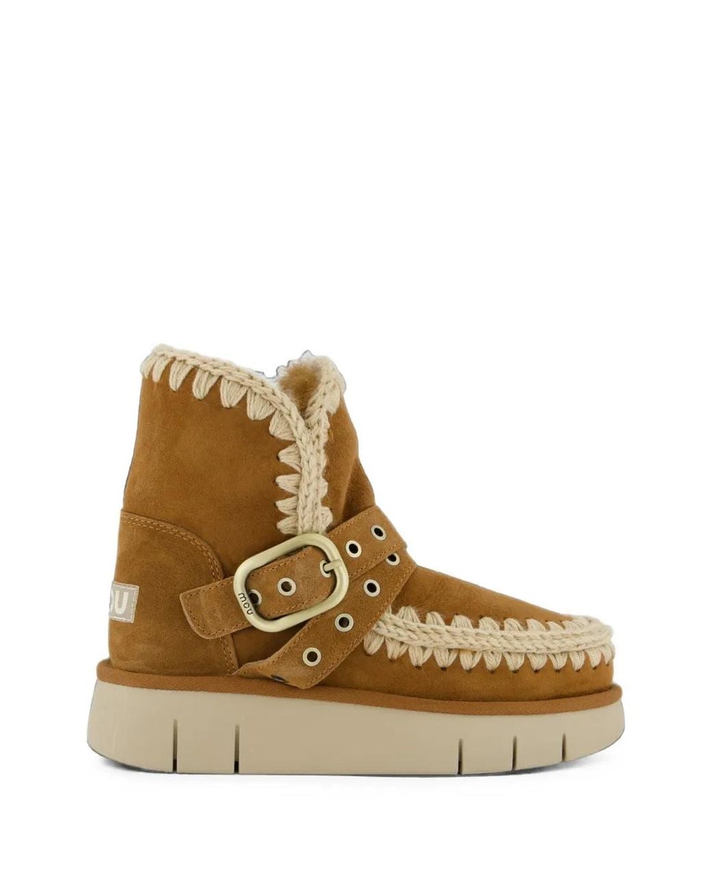 Mou Brown Eskimo Bounce Buckle-Strap Boots