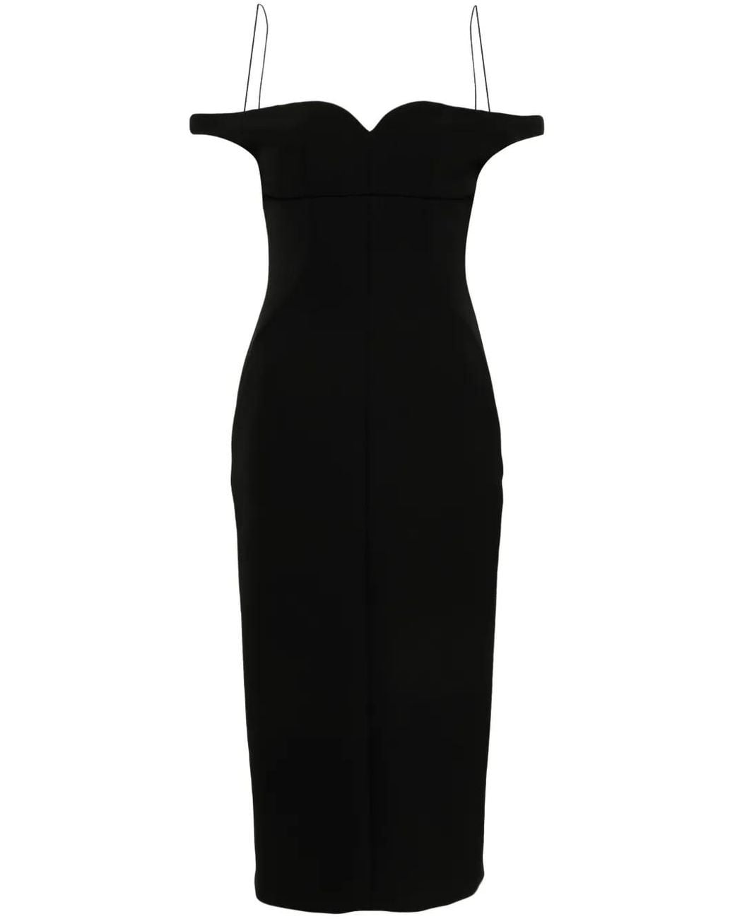 Philosophy Di Lorenzo Serafini Black Off-Shoulder Midi Dress