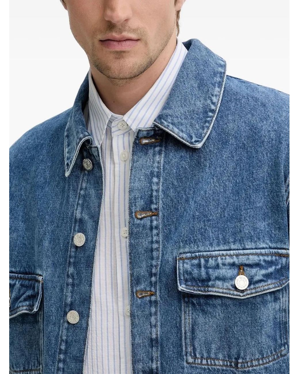 Won Hundred Blue Flap-Pocket Denim Jacket for men