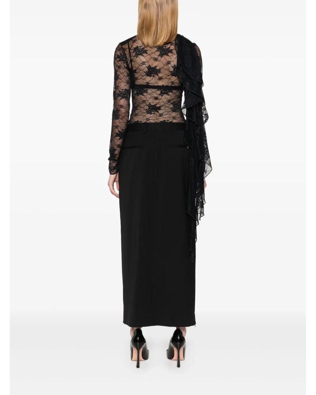 Oseree Black Volant Bodysuit