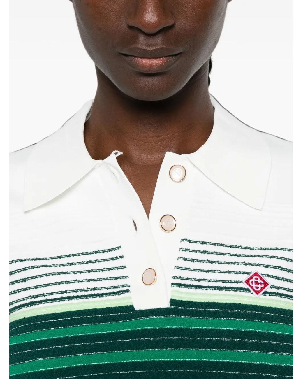 Casablanca Green Buckle Stripe Short Sleeve Polo Shirt