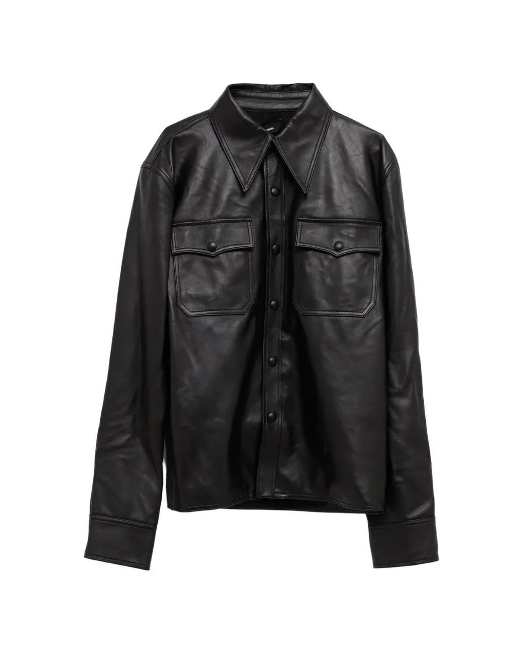 Willy Chavarria Black Chente Leather Shirt for men