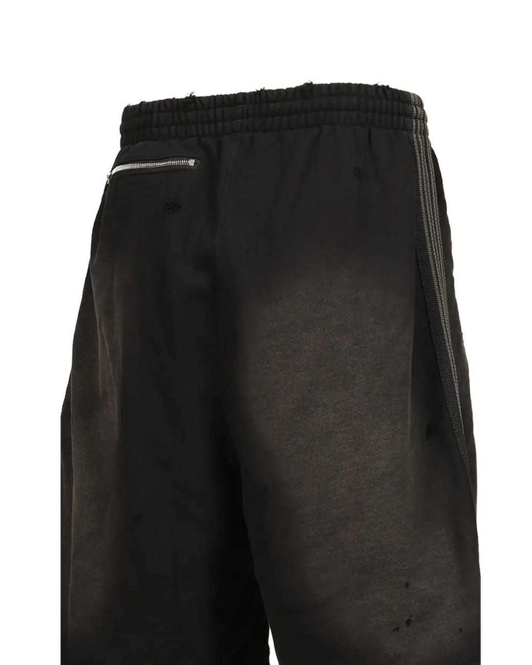 Needles Black H.D. Damaged-Effect Track Shorts for men