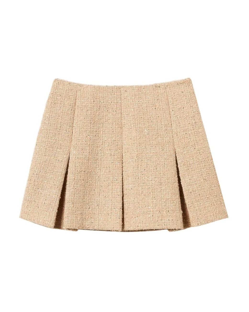 Twinset Natural Bouclé Pleated Mini Skirt