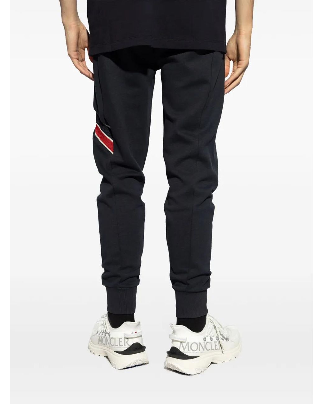 Moncler Blue Side Logo Patch Jogging Trousers for men