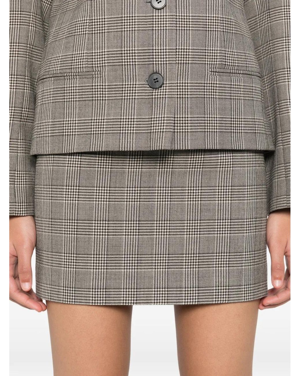 A.M.G Gray Checked-Pattern Mini Skirt