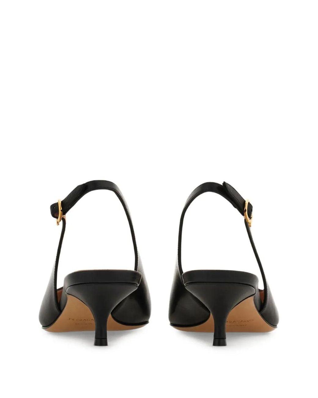 Ferragamo Black Leather Slingback Pumps