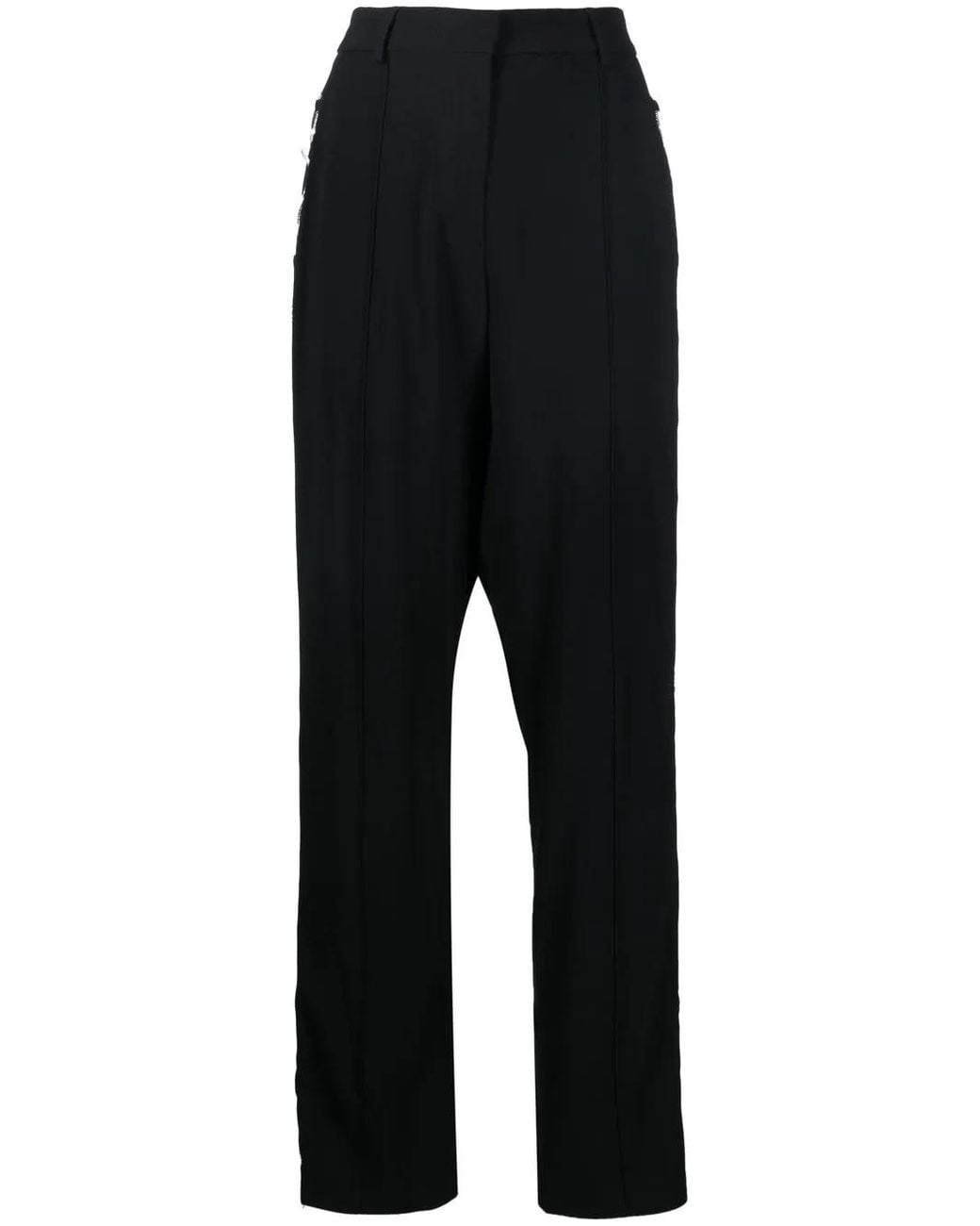 GIUSEPPE DI MORABITO Black Lace-Up Detail Straight-Leg Trousers