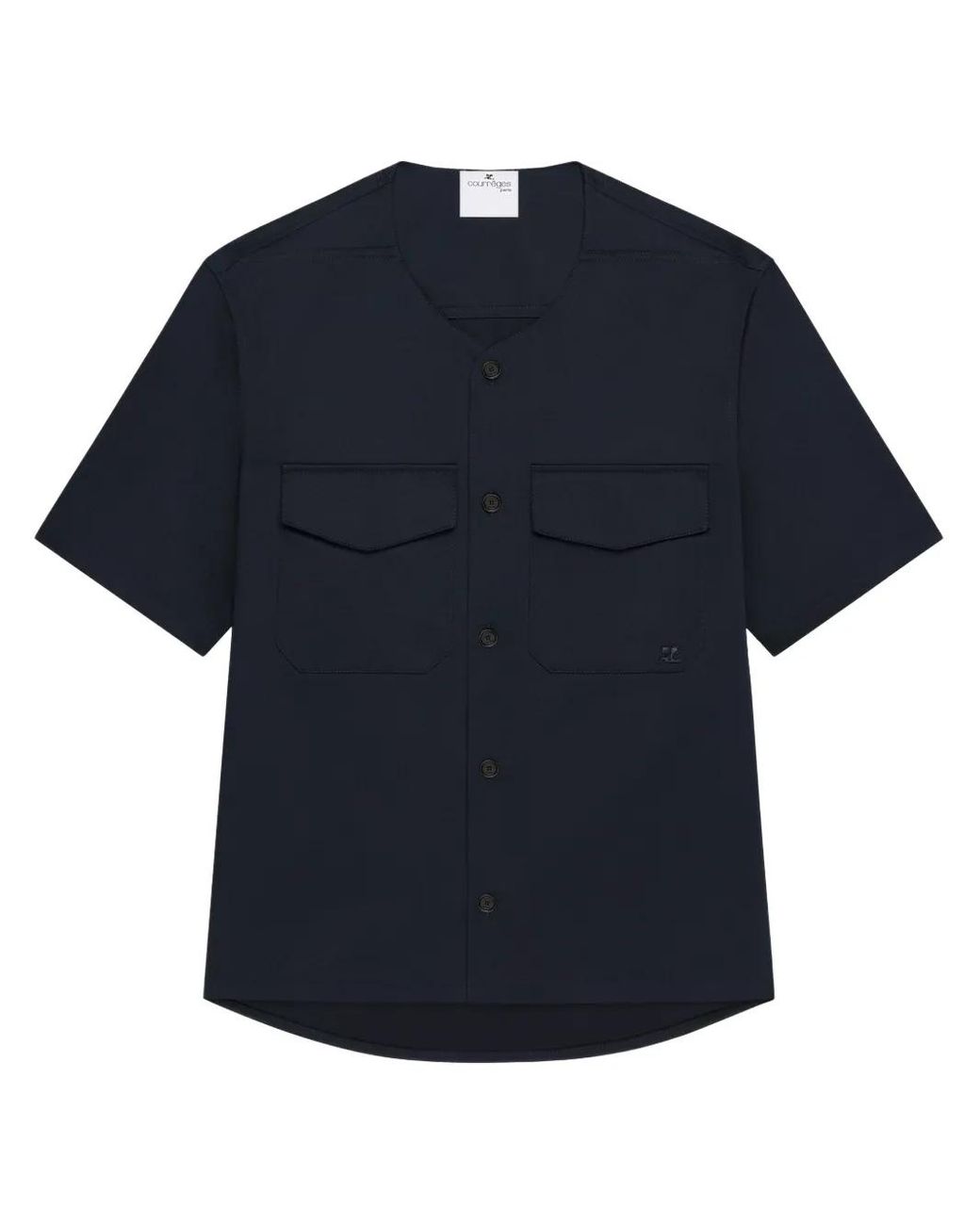 Courreges Blue Collarless Shirt for men