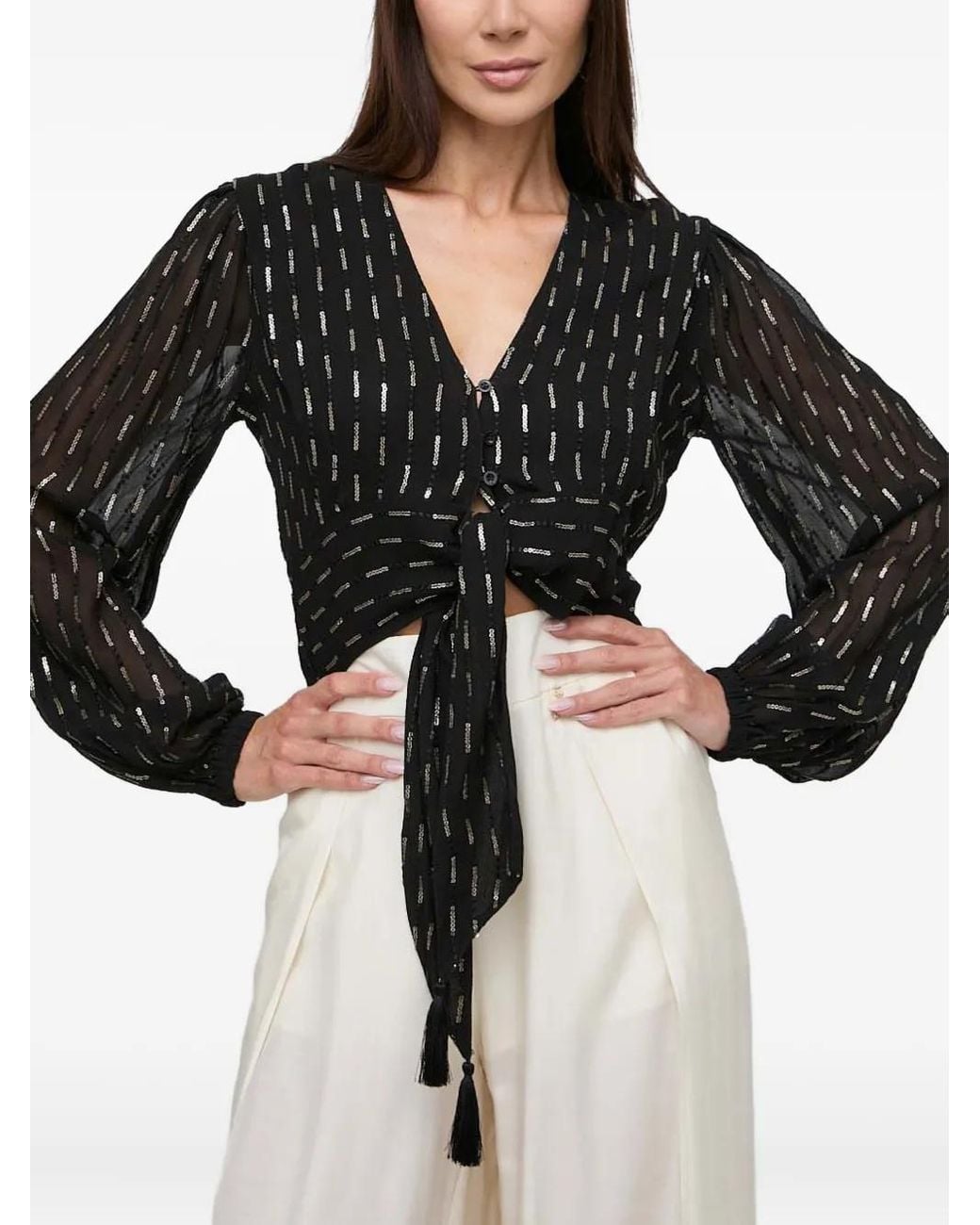 Twinset Black Tie-Detail Blouse