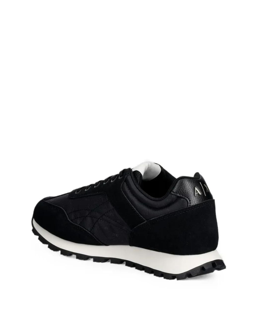 ARMANI EXCHANGE Black Monogram-Print Lace-Up Sneakers