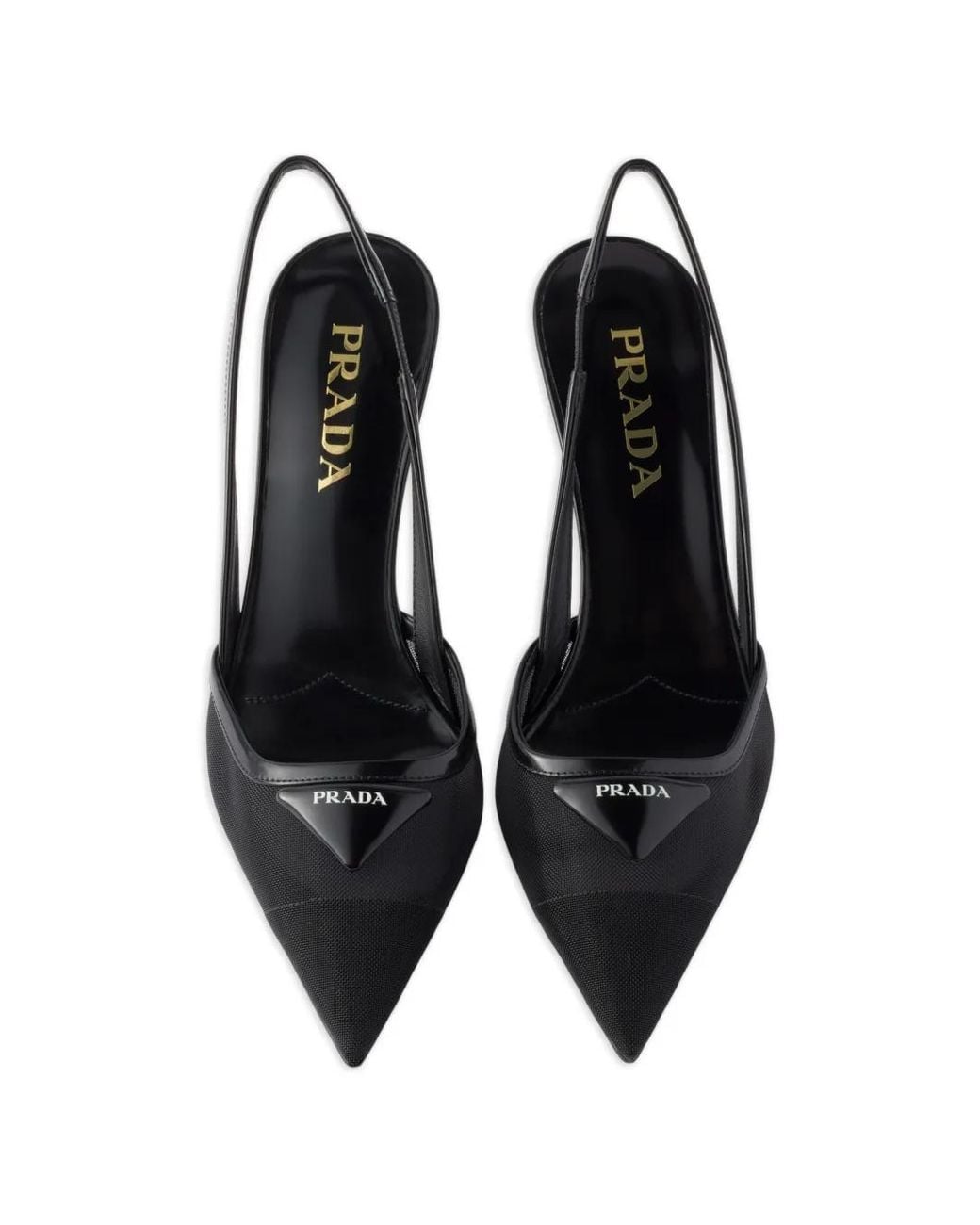Prada Black Mesh Fabric Slingback Pumps