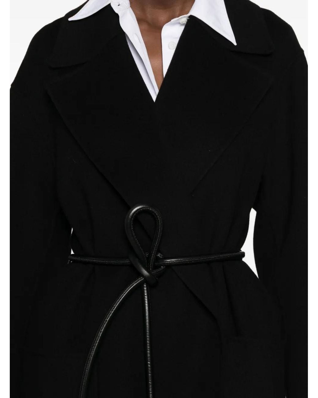 Sportmax Black Zannata Belted Coat With Notch Lapels