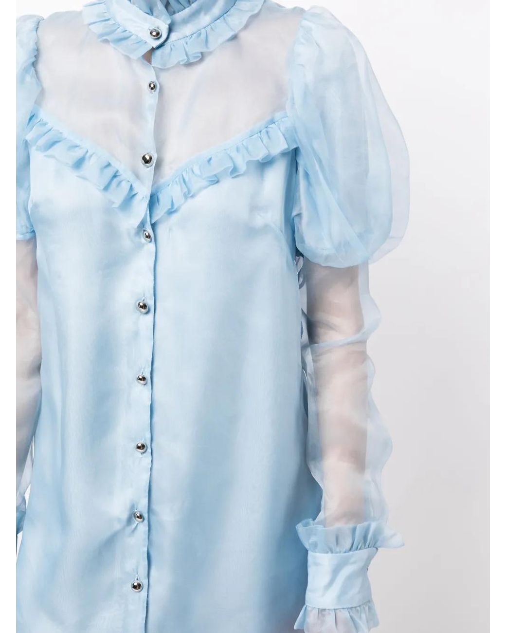 Macgraw Blue Lighthouse Ruffled Silk Dress