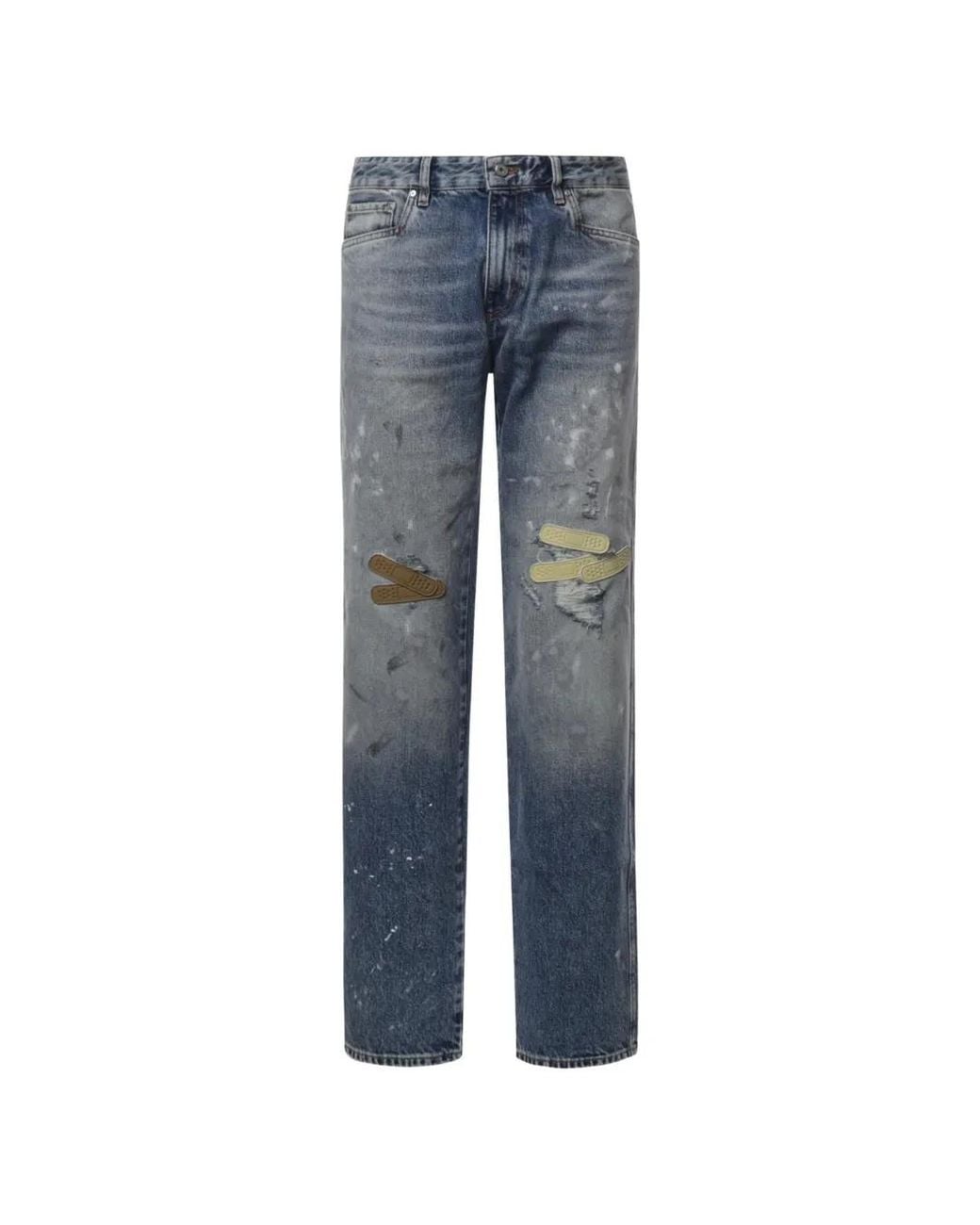 PDF Blue Nico Distressed Plaster-Patch Jeans for men