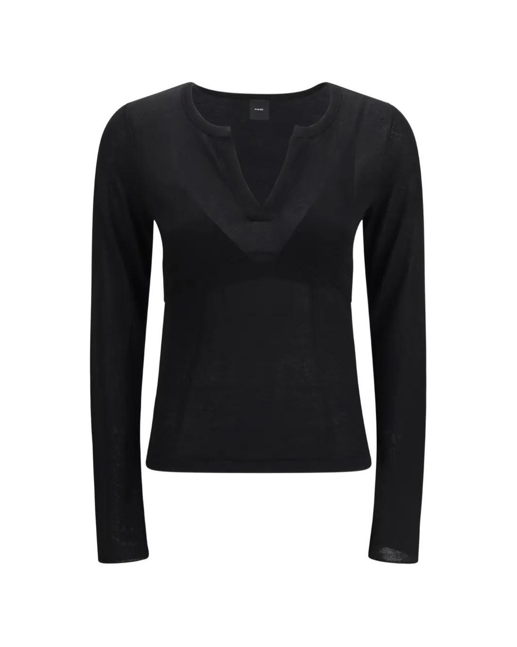 Pinko Black Sweater With Open V-Neck