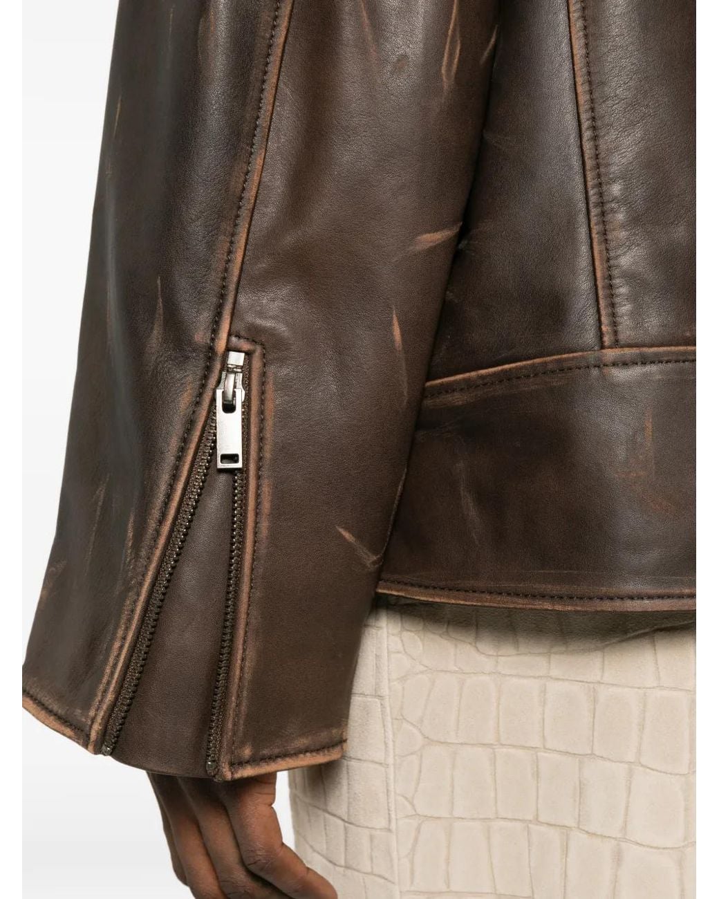 DUCIE Brown Samantha Distressed Jacket