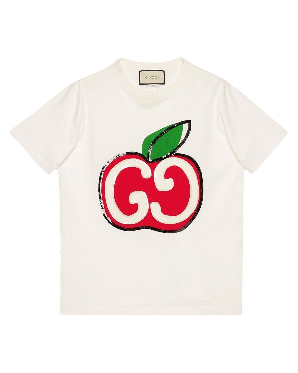 Gucci T-shirt With GG Apple Print in White | Lyst