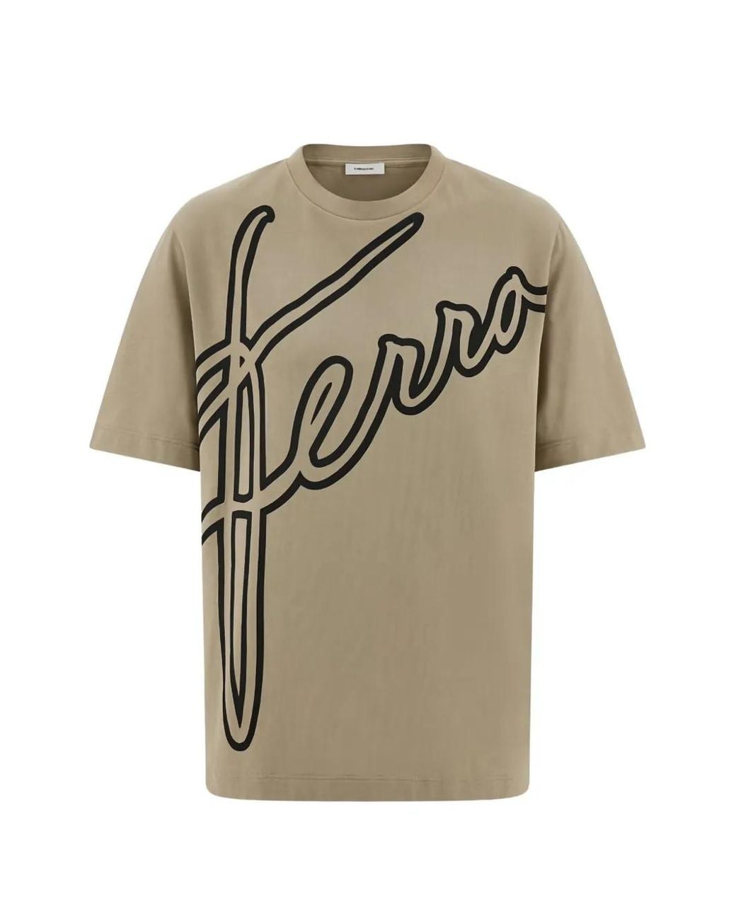 Ferragamo Gray Graphic-Print Oversized T-Shirt