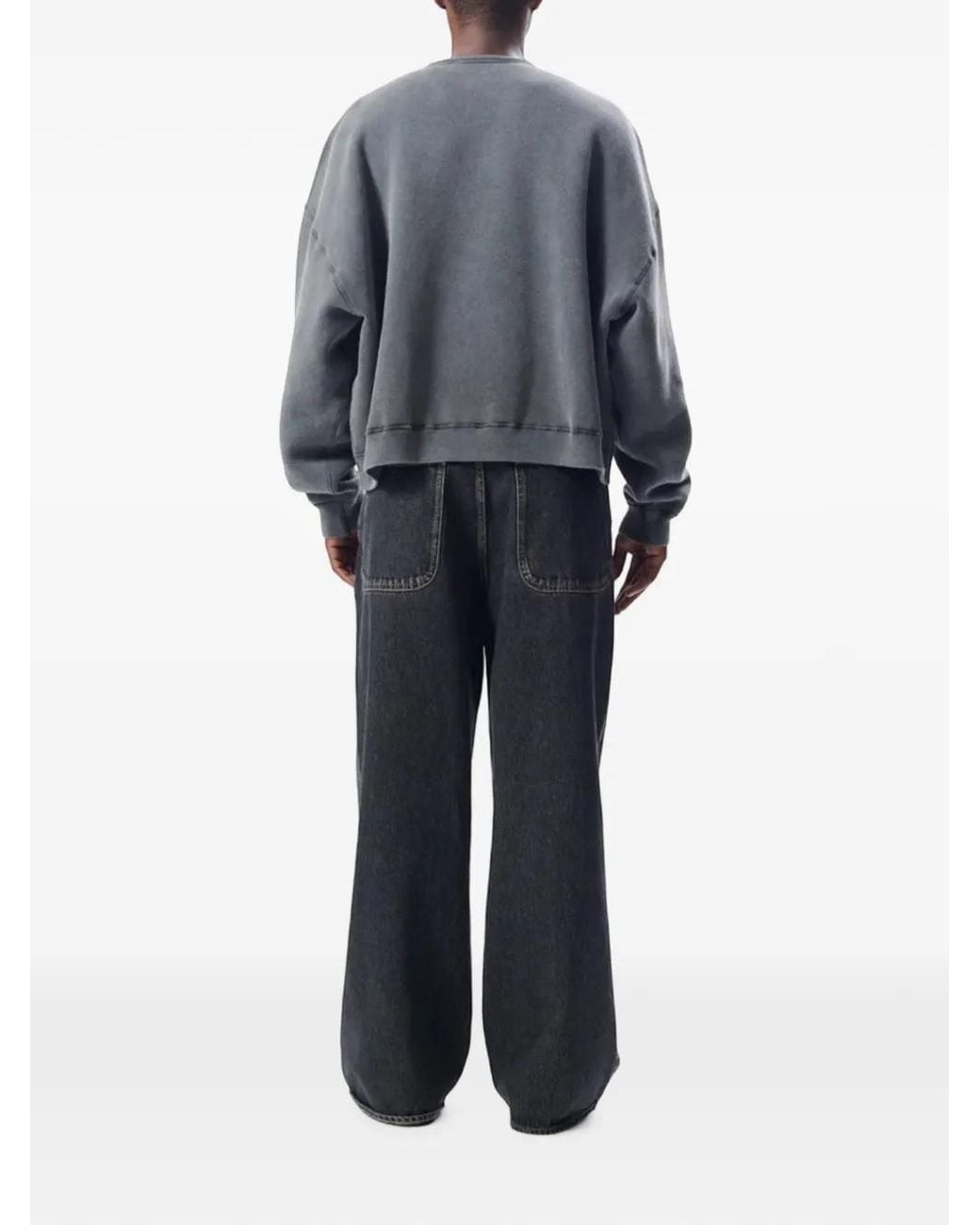 sunflower Gray Cropped Washed-Fleece Sweater for men