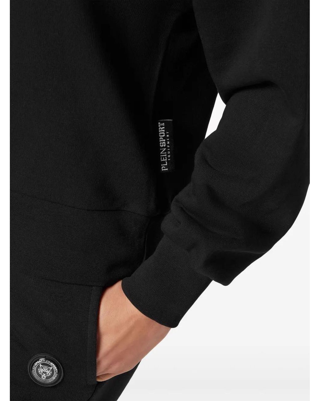 Philipp Plein Black Cropped Round-Neck Sweatshirt