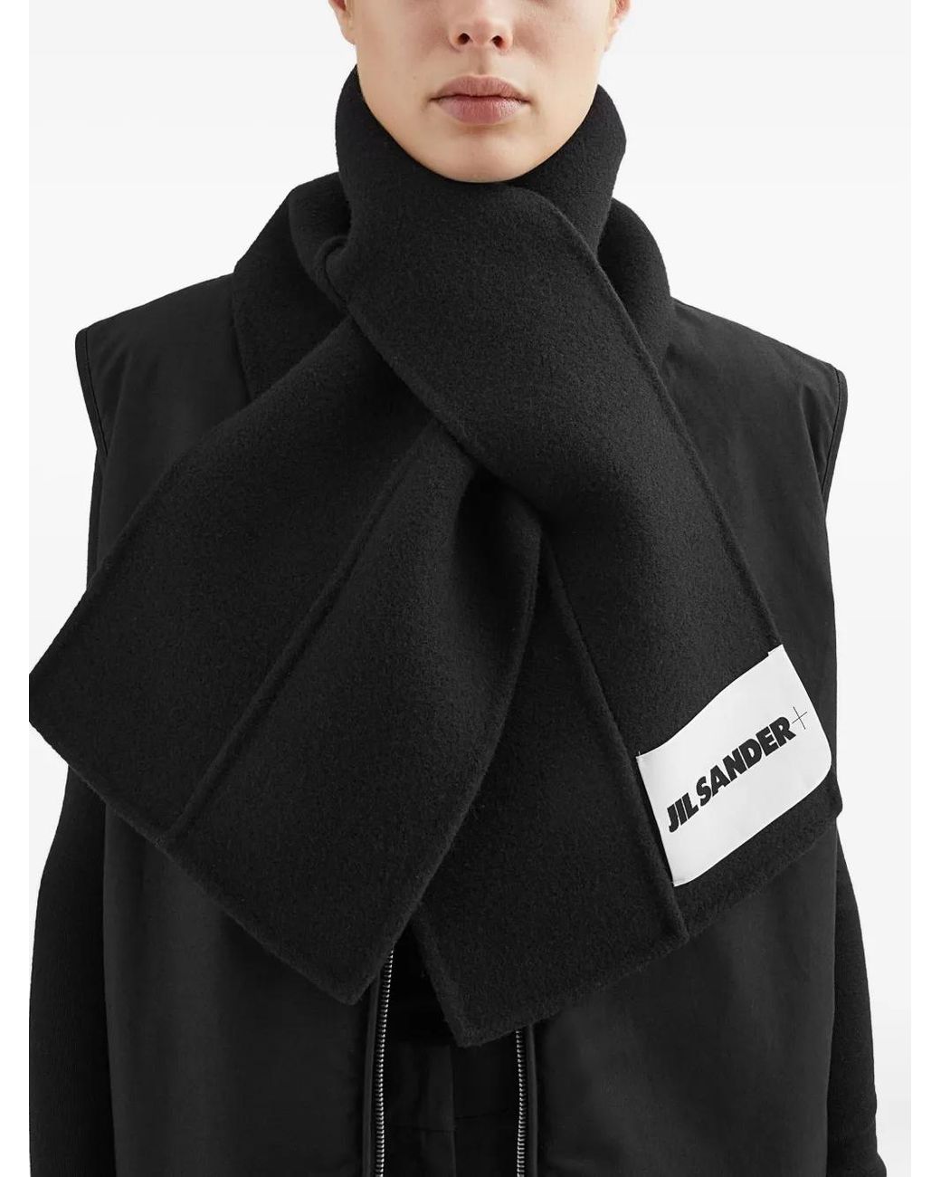 Jil Sander Black Virgin Wool Scarf