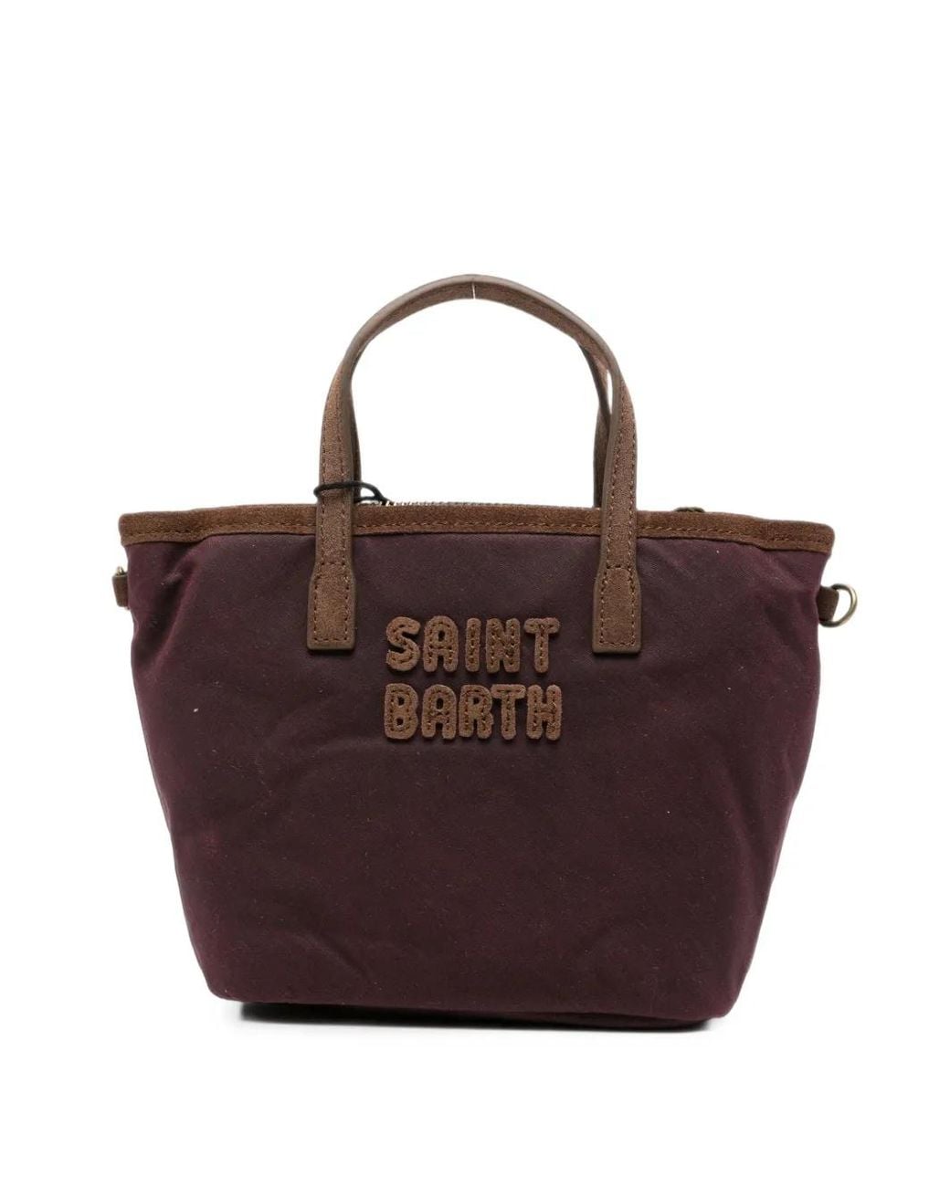 Mc2 Saint Barth Brown Mini City Logo-Patch Suede-Trim Tote Bag