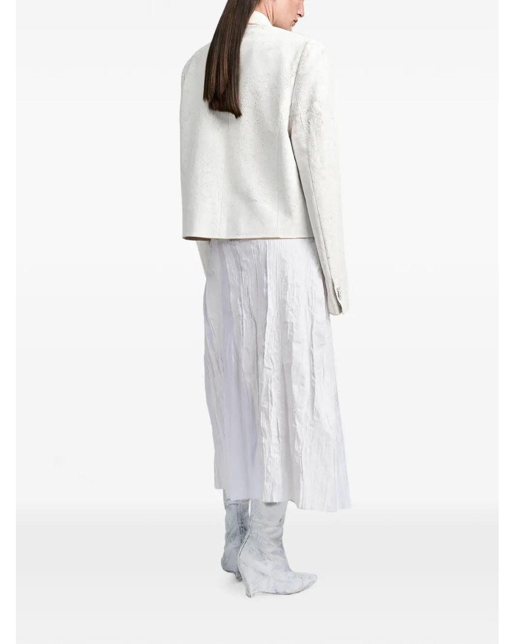 Maison Margiela White Bianchetto Cropped Blazer