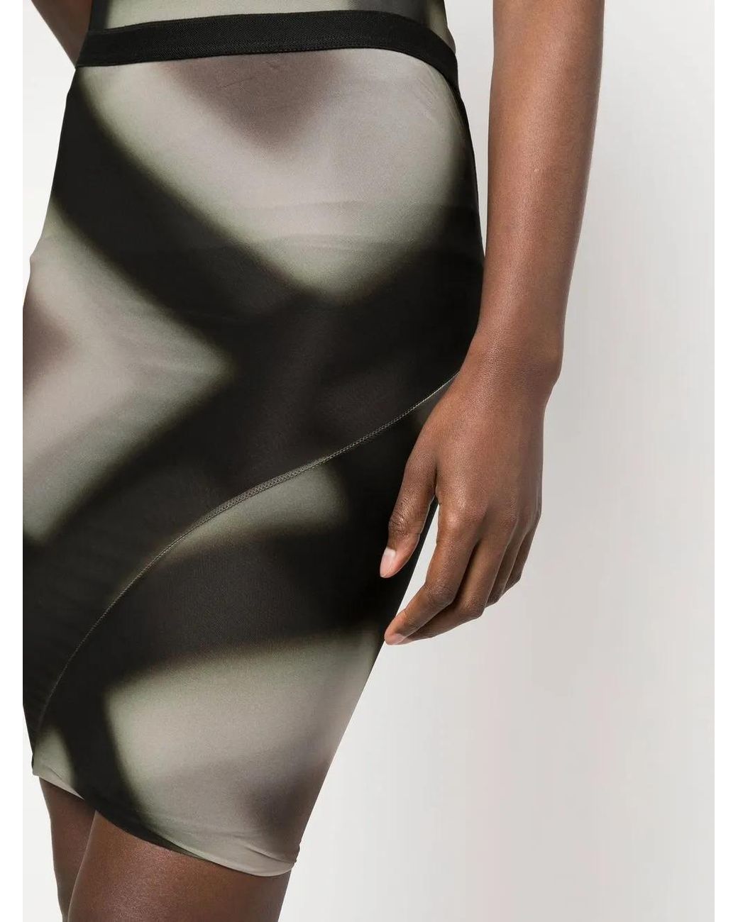 Rick Owens Black Patterned Midi Skirt