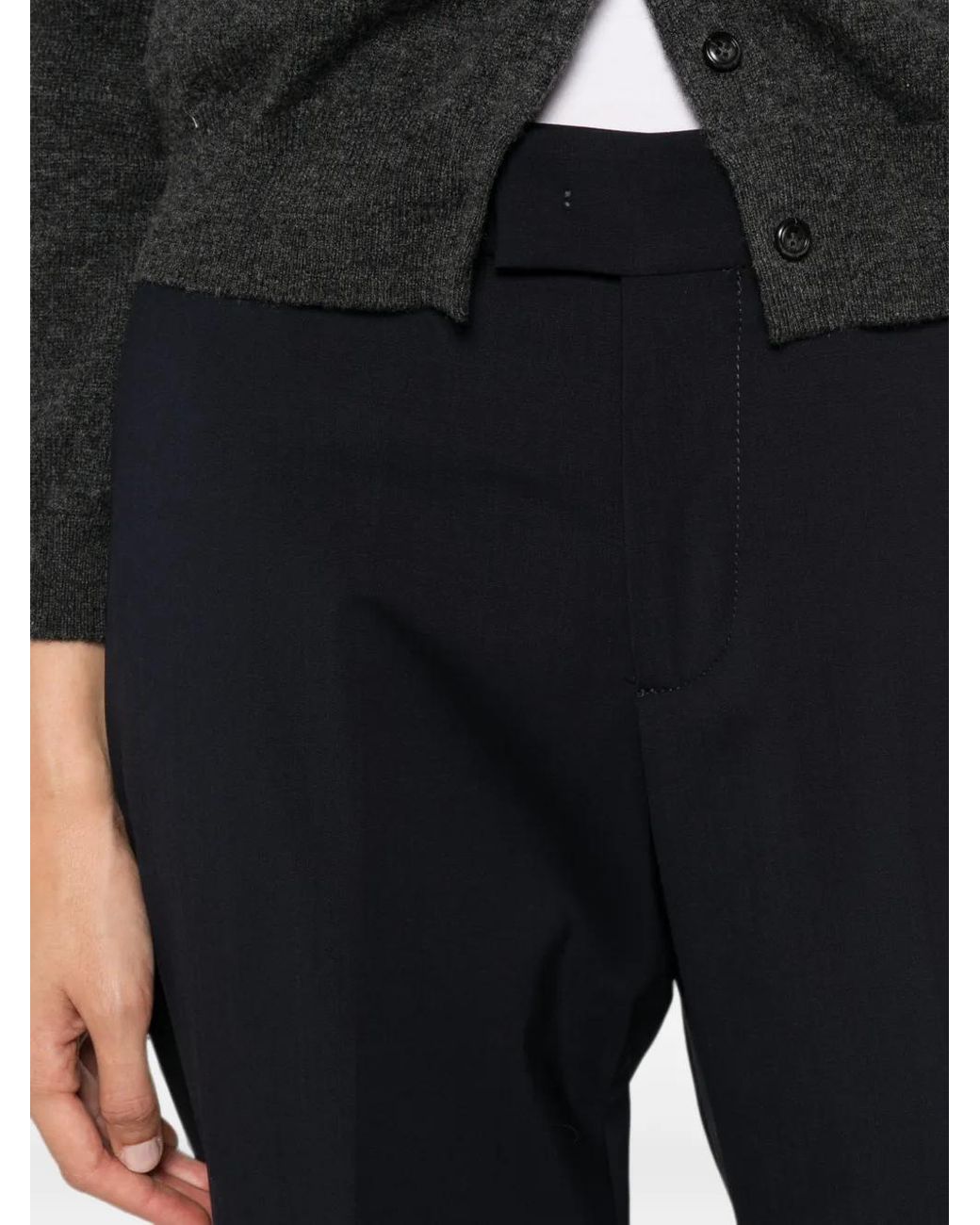 Berwich Black Cropped Turn-Up Trousers