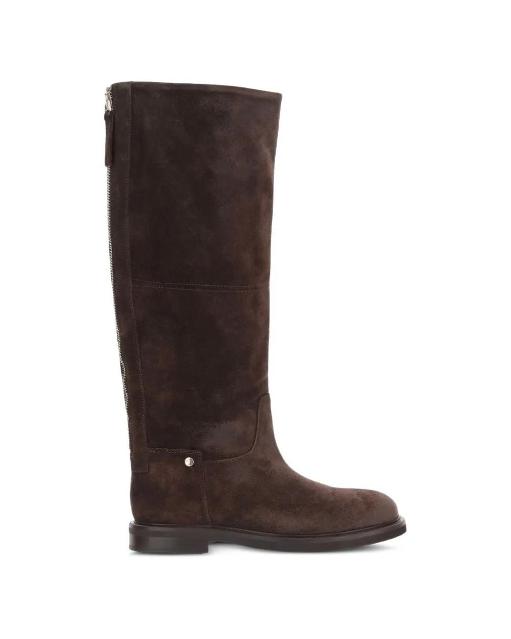 Poeve Brown Eve Suede Rear-Zip Boots