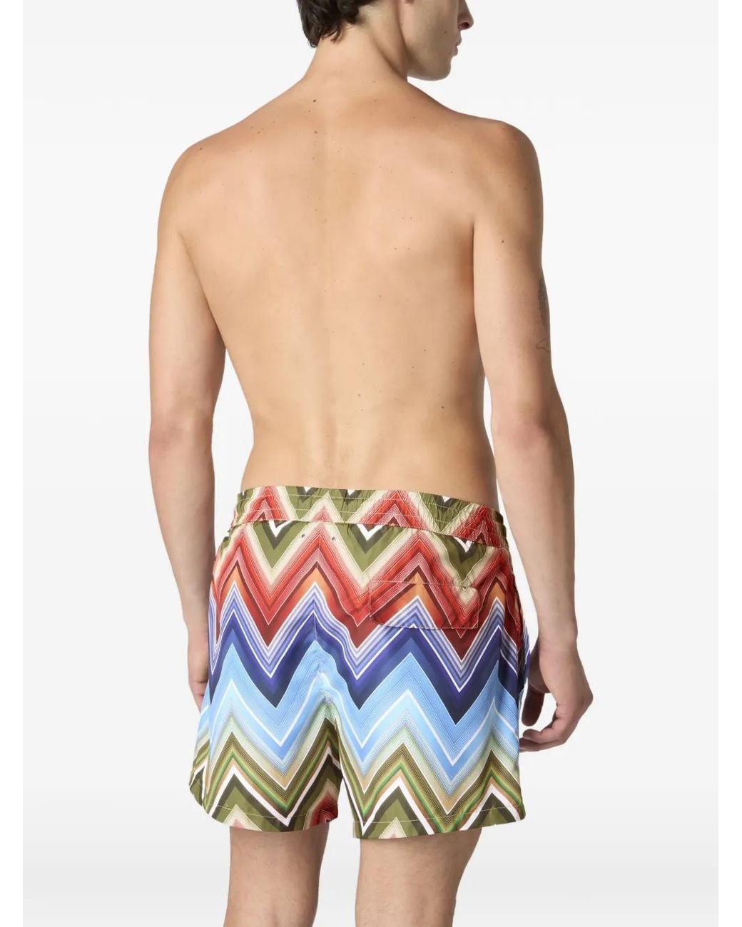 Missoni Blue Swim Shorts With Zigzag Print for men